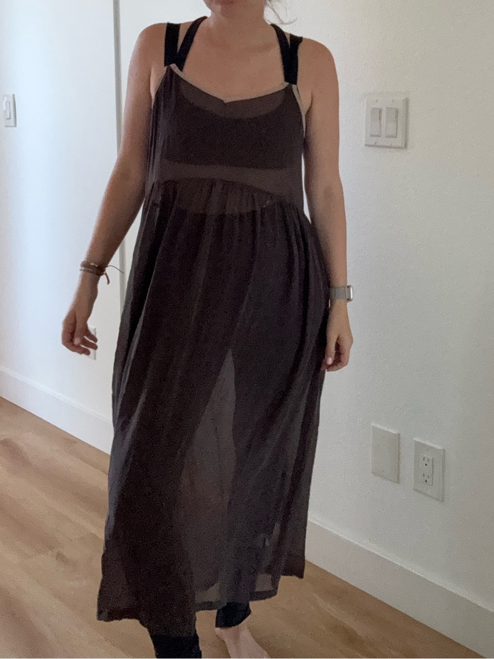 Antipodium Women's Sheer Brown Maxi Dress